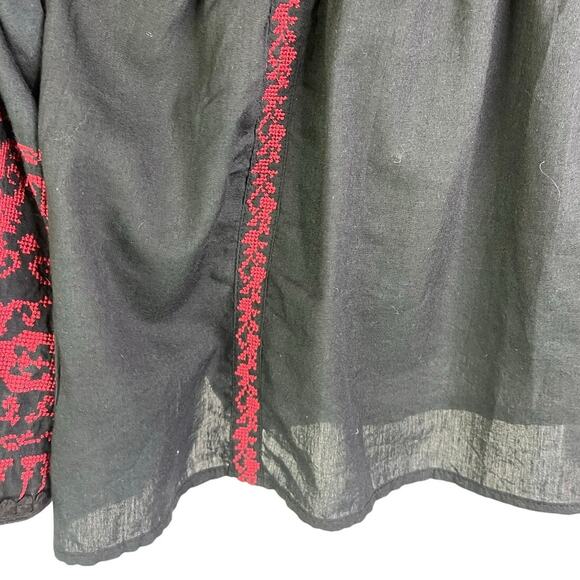 Roller Rabbit Betania Top Womens XS Black Boho Embroidered Long Sleeve V-Neck - Picture 5 of 10